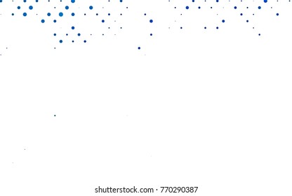 Light BLUE vector illustration which consist of circles. Dotted gradient design for your business. Creative geometric background in halftone style with colored spots.