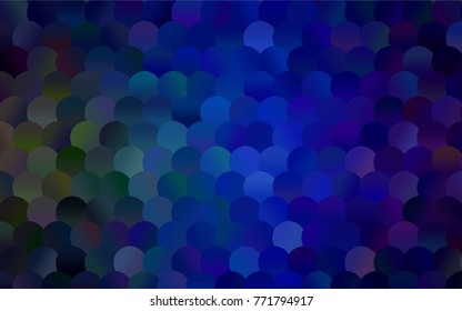 Light BLUE vector illustration which consist of circles. Dotted gradient design for your business. Creative geometric background in halftone style with colored spots.