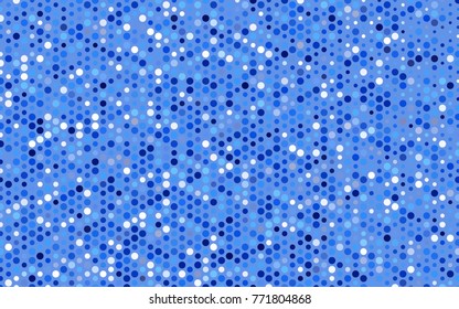 Light BLUE vector illustration which consist of circles. Dotted gradient design for your business. Creative geometric background in halftone style with colored spots.