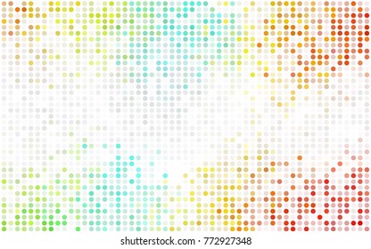 Light BLUE vector illustration which consist of circles. Dotted gradient design for your business. Creative geometric background in halftone style with colored spots.