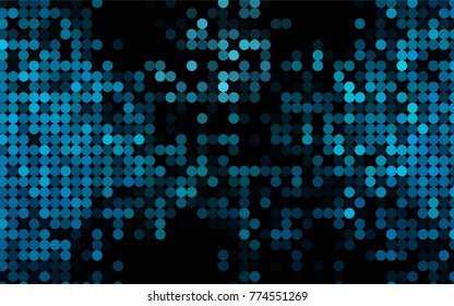 Light BLUE vector illustration which consist of circles. Dotted gradient design for your business. Creative geometric background in halftone style with colored spots.