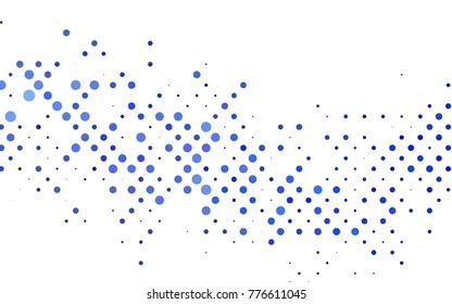 Light BLUE vector illustration which consist of circles. Dotted gradient design for your business. Creative geometric background in halftone style with colored spots.