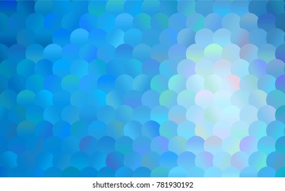 Light BLUE vector illustration which consist of circles. Dotted gradient design for your business. Creative geometric background in halftone style with colored spots.