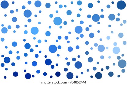 Light BLUE vector illustration which consist of circles. Dotted gradient design for your business. Creative geometric background in halftone style with colored spots.