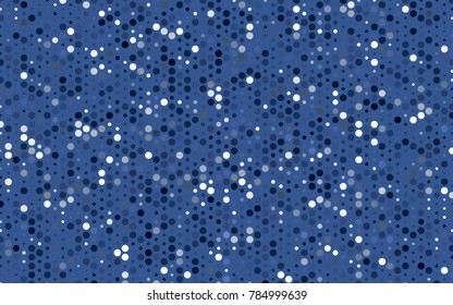 Light BLUE vector illustration which consist of circles. Dotted gradient design for your business. Creative geometric background in halftone style with colored spots.