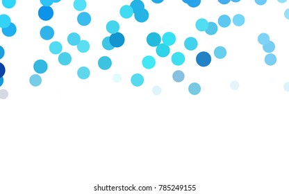 Light BLUE vector illustration which consist of circles. Dotted gradient design for your business. Creative geometric background in halftone style with colored spots.
