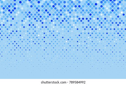 Light BLUE vector illustration which consist of circles. Dotted gradient design for your business. Creative geometric background in halftone style with colored spots.