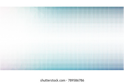 Light BLUE vector illustration which consist of circles. Dotted gradient design for your business. Creative geometric background in halftone style with colored spots.