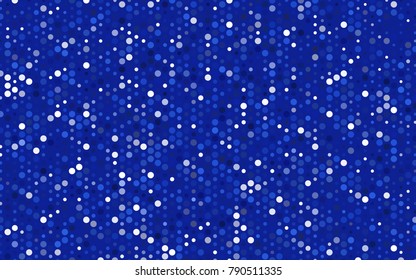 Light BLUE vector illustration which consist of circles. Dotted gradient design for your business. Creative geometric background in halftone style with colored spots.