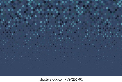 Light BLUE vector illustration which consist of circles. Dotted gradient design for your business. Creative geometric background in halftone style with colored spots.