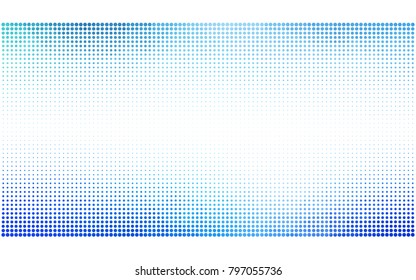 Light BLUE vector illustration which consist of circles. Dotted gradient design for your business. Creative geometric background in halftone style with colored spots.