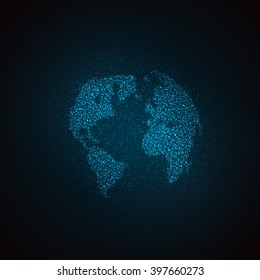 light it up blue. vector illustration of a world map. globe label design. world global communication concept.