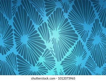 Light BLUE vector indian curved background. Blurred decorative design in Indian style with Zen tangles. The pattern can be used for coloring books and pages for kids.