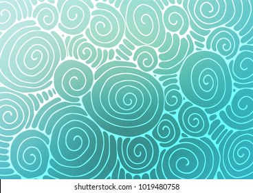Light BLUE vector indian curved pattern. A vague abstract illustration with doodles in Indian style. A completely new design for your business.