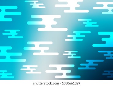 Light BLUE vector indian curved template. A completely new color illustration in doodle style. A new texture for your design.