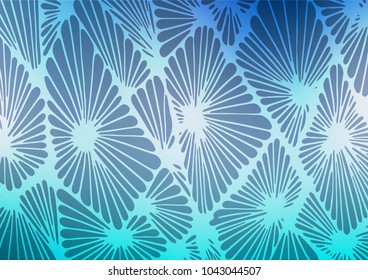 Light BLUE vector indian curved template. Ethnic elegant natural pattern with gradient. Hand painted design for web, wrapping, wallpaper.