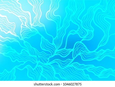 Light BLUE vector indian curved pattern. Colorful abstract illustration with lines in Asian style. The pattern can be used for heads of websites and designs.