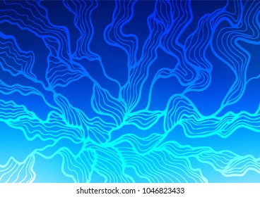 Light BLUE vector indian curved pattern. Glitter abstract illustration with doodles and Zen tangles. The elegant pattern can be used as a part of a brand book.