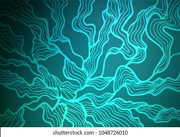 Light BLUE vector indian curved pattern. Modern geometrical abstract illustration with doodles. The pattern can be used for coloring books and pages for kids.