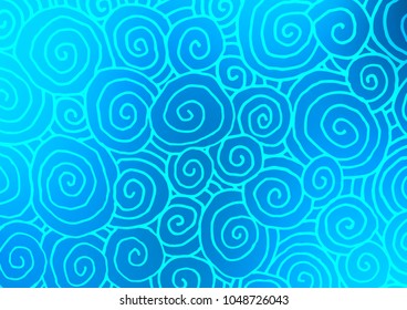 Light BLUE vector indian curved template. Modern geometrical abstract illustration with doodles. Hand painted design for web, wrapping, wallpaper.