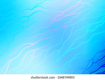 Light BLUE vector indian curved texture. A vague abstract illustration with doodles in Indian style. A new texture for your design.