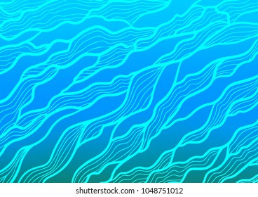 Light BLUE vector indian curved pattern. Sketchy hand drawn doodles on blurred background. Hand painted design for web, leaflet, textile.
