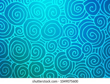 Light BLUE vector indian curved template. Decorative shining illustration with doodles on abstract template. The pattern can be used for wallpapers and coloring books.