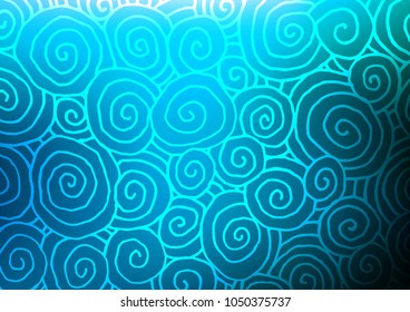Light BLUE vector indian curved template. Sketchy hand drawn doodles on blurred background. The doodle design can be used for your web site.