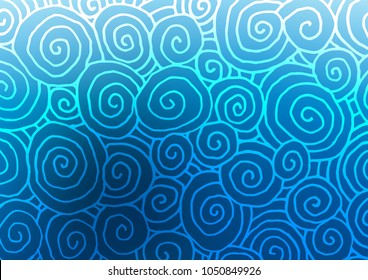 Light BLUE vector indian curved texture. Colorful illustration in abstract style with doodles and Zen tangles. Brand-new style for your business design.