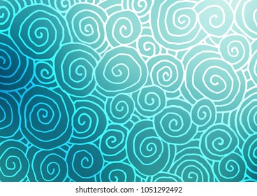 Light BLUE vector indian curved texture. Creative illustration in blurred style with doodles and Zen tangles. The template can be used as a background for cell phones.