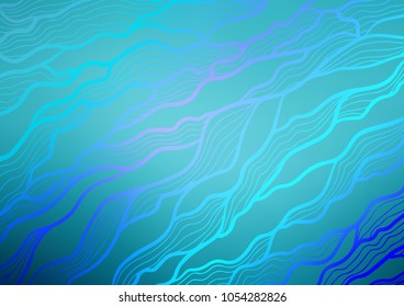 Light BLUE vector indian curved texture. Ethnic elegant natural pattern with gradient. Hand painted design for web, leaflet, textile.