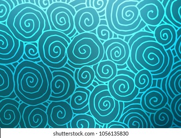 Light BLUE vector indian curved template. An elegant bright illustration with lines in Natural style. The template can be used as a background for cell phones.
