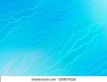 Light BLUE vector indian curved background. Modern geometrical abstract illustration with doodles. The pattern can be used for coloring books and pages for kids.