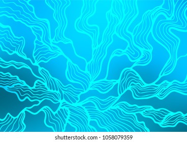 Light BLUE vector indian curved pattern. Blurred decorative design in Indian style with Zen tangles. A completely new template for your business design.