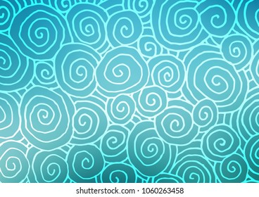 Light BLUE vector indian curved texture. Brand-new colored illustration in blurry style with doodles. Brand-new style for your business design.