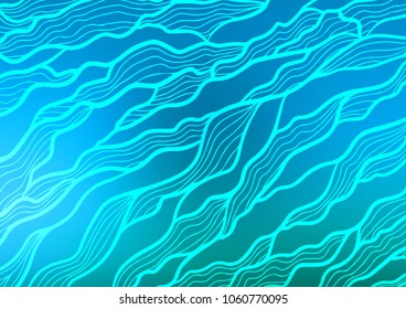 Light BLUE vector indian curved pattern. Colorful abstract illustration with lines in Asian style. A completely new design for your business.