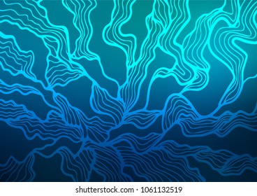 Light BLUE vector indian curved template. Geometric doodle illustration in Origami style with gradient. Hand painted design for web, leaflet, textile.