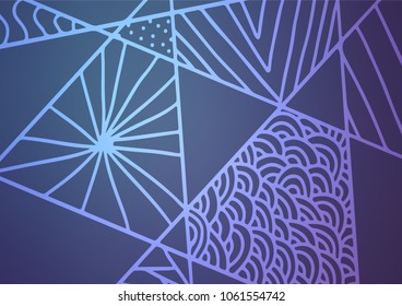 Light BLUE vector indian curved pattern. Doodles on blurred abstract background with gradient. The template can be used as a background for cell phones.