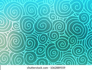 Light BLUE vector indian curved texture. Brand-new colored illustration in blurry style with doodles. Hand painted design for web, wrapping, wallpaper.
