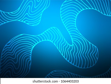 Light BLUE vector indian curved template. Brand-new colored illustration in blurry style with doodles. Hand painted design for web, wrapping, wallpaper.