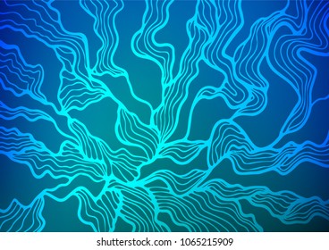 Light BLUE vector indian curved texture. Doodles on blurred abstract background with gradient. Hand painted design for web, wrapping, wallpaper.