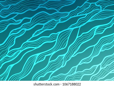 Light BLUE vector indian curved background. Brand-new colored illustration in blurry style with doodles. The pattern can be used for coloring books and pages for kids.