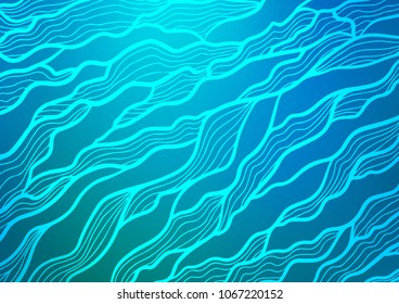 Light BLUE vector indian curved background. Decorative shining illustration with doodles on abstract template. A new texture for your design.
