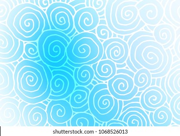 Light BLUE vector indian curved pattern. Decorative shining illustration with doodles on abstract template. Brand-new style for your business design.