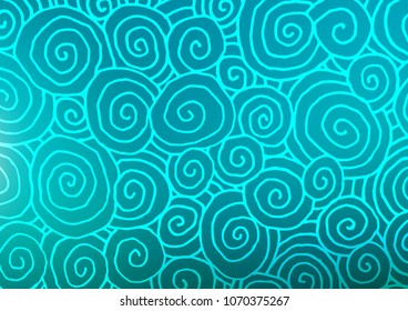 Light BLUE vector indian curved background. Colorful illustration in abstract style with doodles and Zen tangles. The pattern can be used for heads of websites and designs.