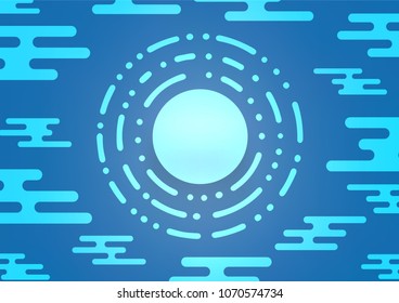 Light BLUE vector indian curved template. Colorful abstract illustration with lines in Asian style. The completely new template can be used for your brand book.