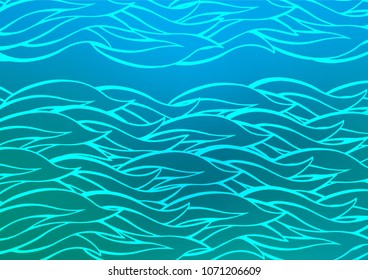 Light BLUE vector indian curved texture. Ethnic elegant natural pattern with gradient. The best blurred design for your business.