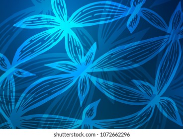 Light BLUE vector indian curved background. A vague abstract illustration with doodles in Indian style. Hand painted design for web, wrapping, wallpaper.