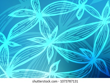 Light BLUE vector indian curved texture. Colorful illustration in abstract style with doodles and Zen tangles. Brand-new style for your business design.