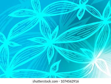 Light BLUE vector indian curved template. An elegant bright illustration with lines in Natural style. The doodle design can be used for your web site.